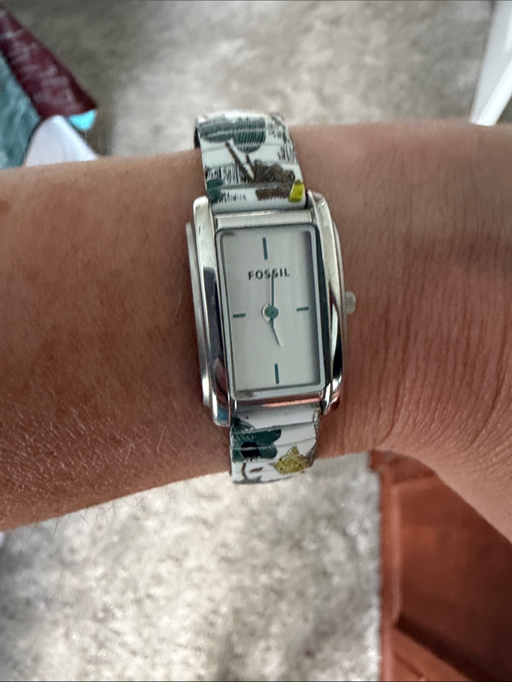 Fossil Floral Watch with Floral Accents